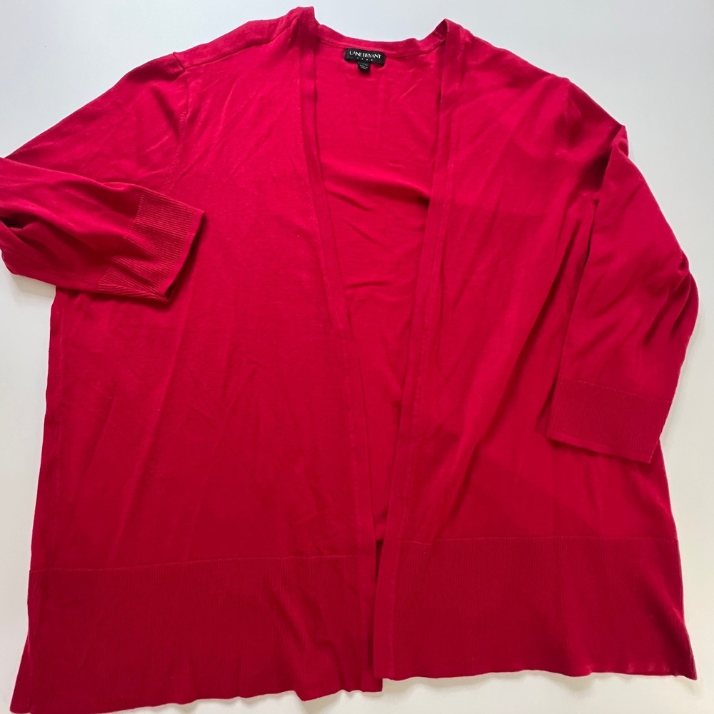 Lane Bryant Red-Pink Open Front Cardigan Sweater 22/24 Plus Size Lightweight